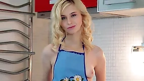 blonde kitchen posing solo