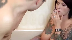 bath brunette licking milf natural pussy