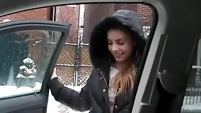 blowjob car cute flashing handjob masturbation