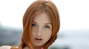 adorable caucasian cute european posing redhead